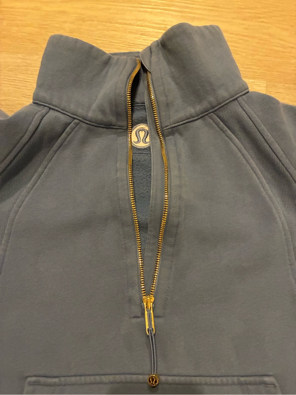 lululemon athletica scuba half-zip pullover hoodie with gold zipper